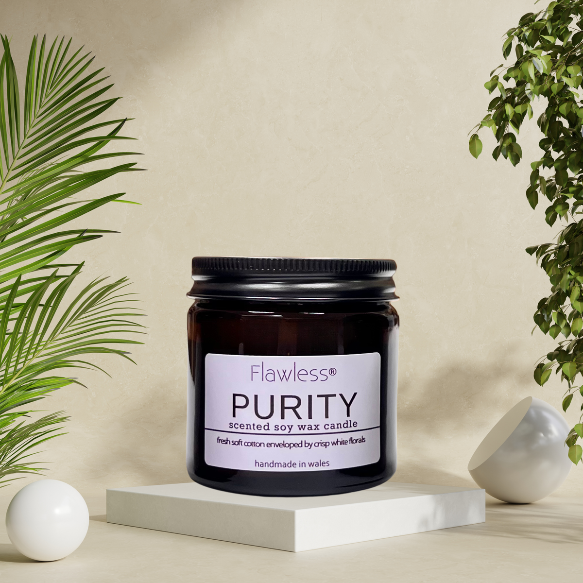 Clean Cotton and Baby Powder Vegan Soy Wax Candle - Purity-0
