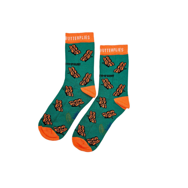 CAREFREE BUTTERFLIES ORGANIC COTTON KIDS SOCKS-0