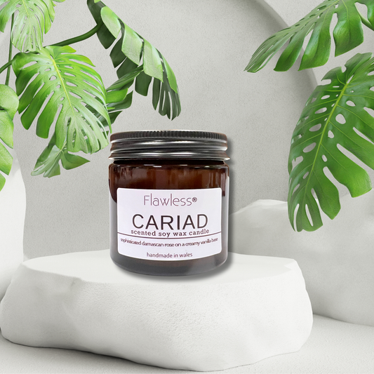 Rose and Vanilla Vegan Soy Wax Scented Candle - Cariad-1