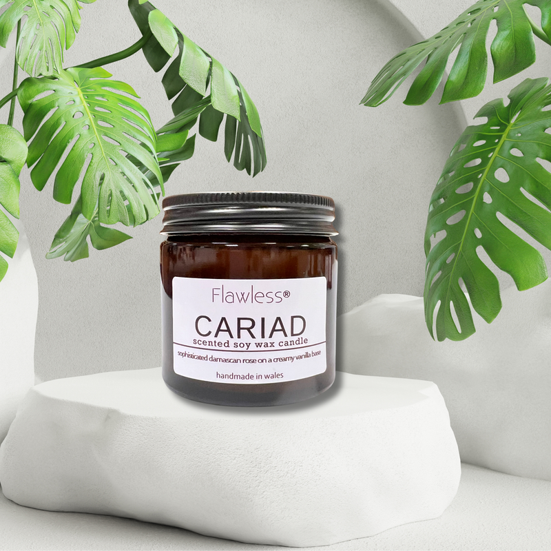 Rose and Vanilla Vegan Soy Wax Scented Candle - Cariad-1