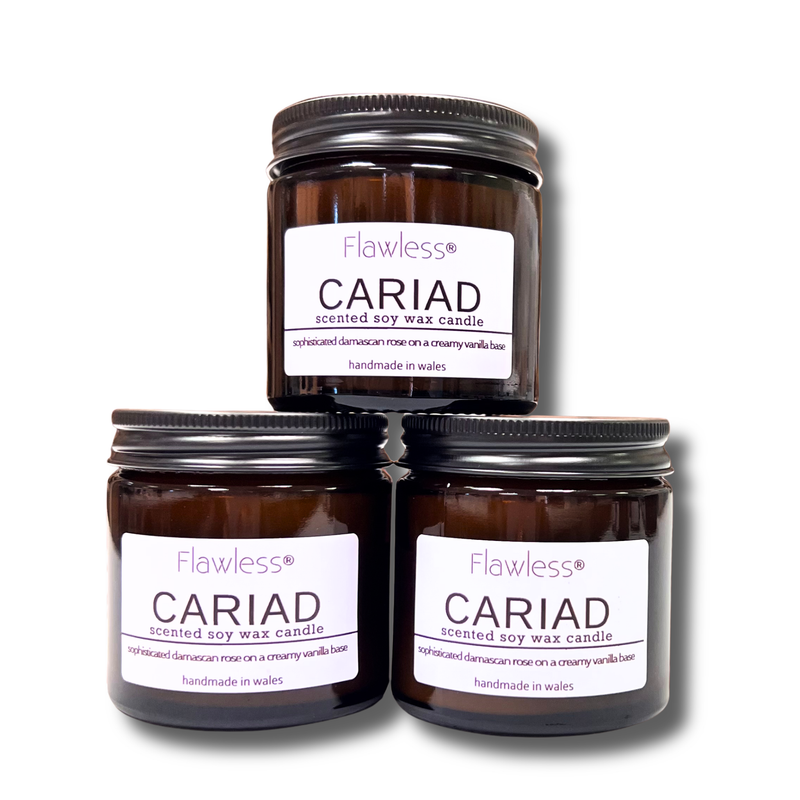 Rose and Vanilla Vegan Soy Wax Scented Candle - Cariad-3