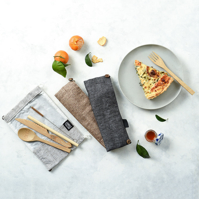 Bamboo Cutlery Set (Brown bag)