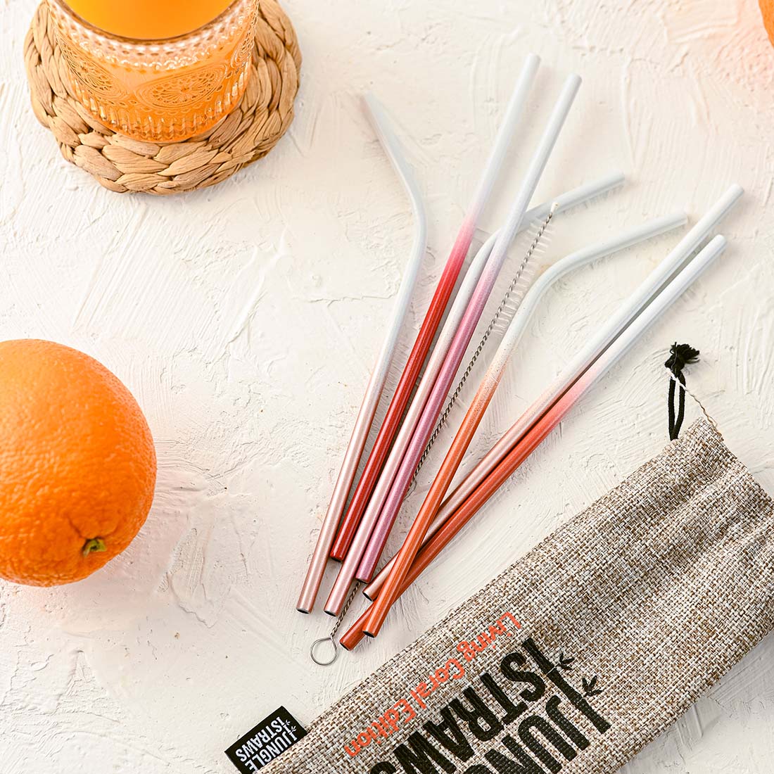 Stainless Steel Reusable Straw Set | Ocean Inspired (Pack of 8)