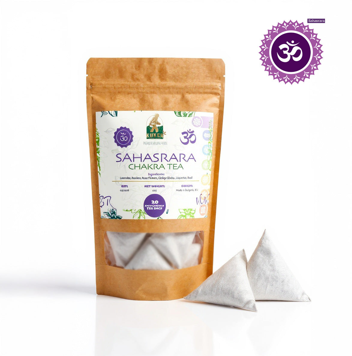 Crown Chakra Tea 20 Biodegradable Bags | 30g Sahasrara Balance Yoga Tea-0