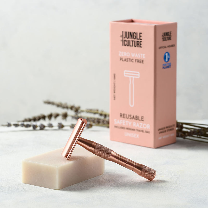 Rose Gold or Black Reusable Safety Razors (Thick Handle)