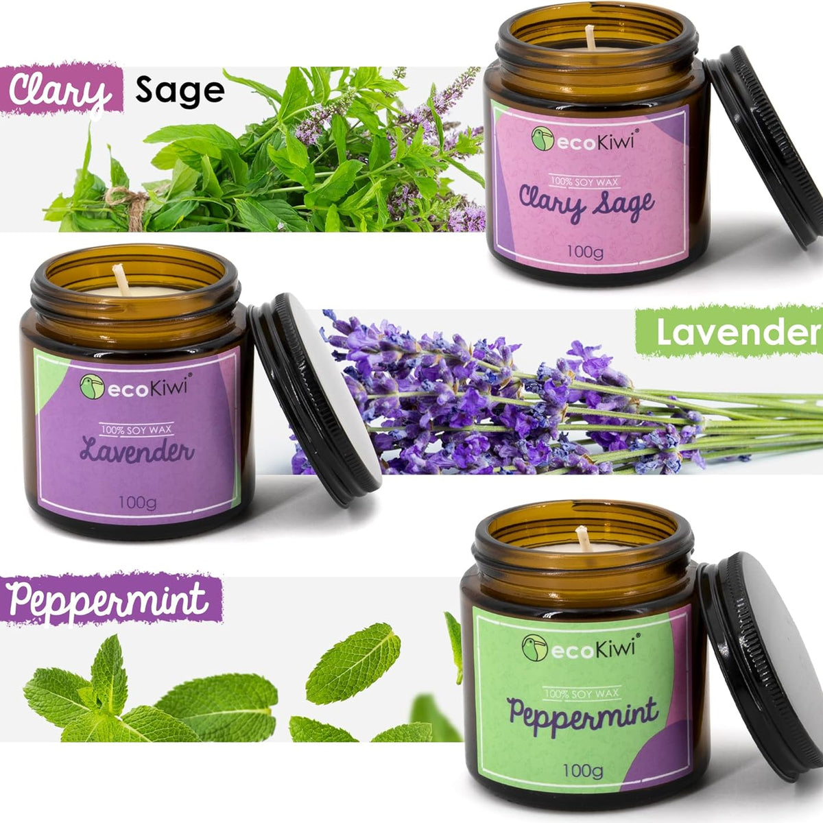 Scented Soy Candle Trio – 18% Essential Oil Content-0