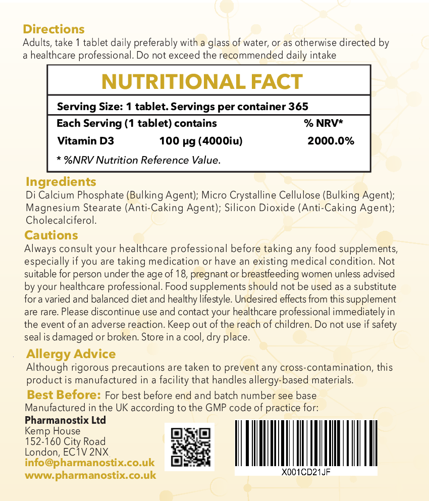 Vitamin D3 4000IU 365 Tablets - Immunity Support-1