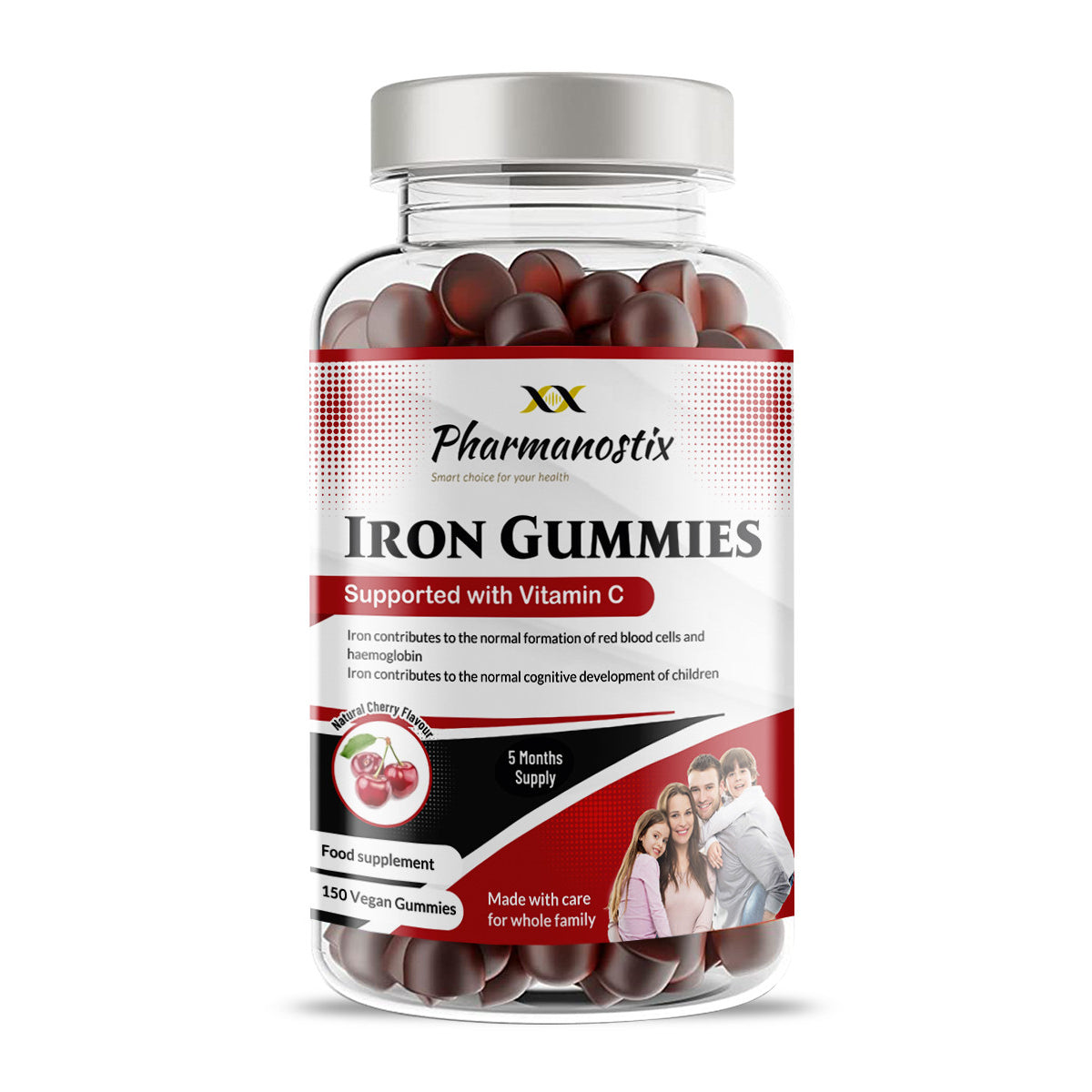Iron & Vitamin C Vegan Gummies - 150 Natural Cherry Flavour-0
