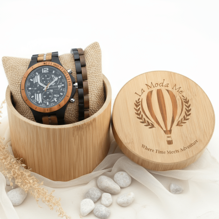 Wooden Set Berlin Nights - Eco-Friendly Watch & Bracelet Bundle-0
