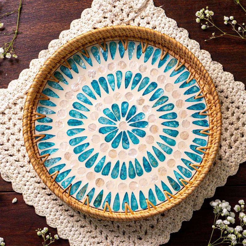 Rattan Trays • Mother of Pearl • Ripple (Multiple Sizes)