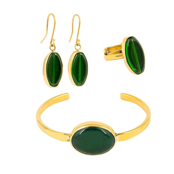 Tena Recycled Glass & Brass Earrings-2
