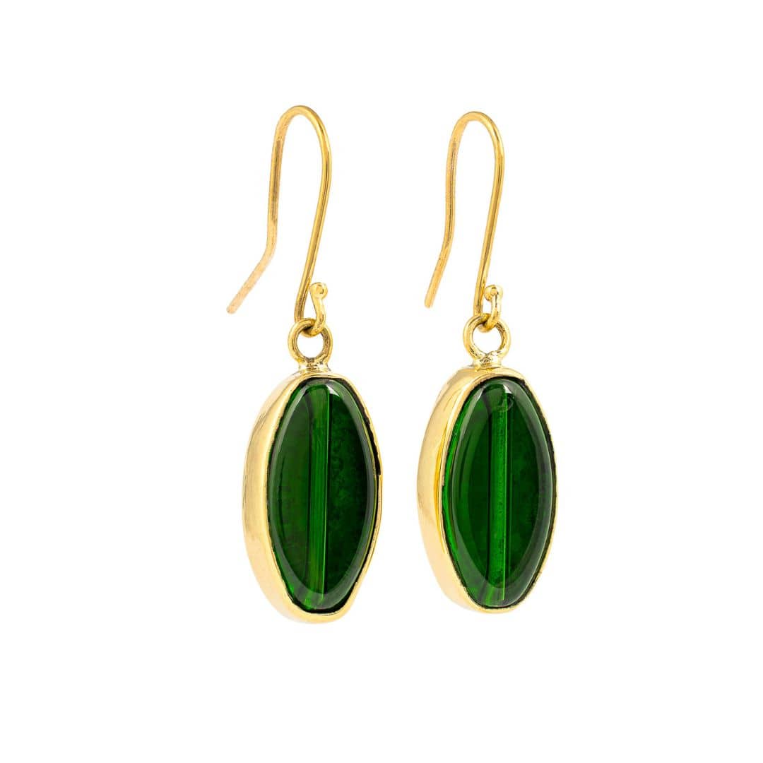 Tena Recycled Glass & Brass Earrings-1