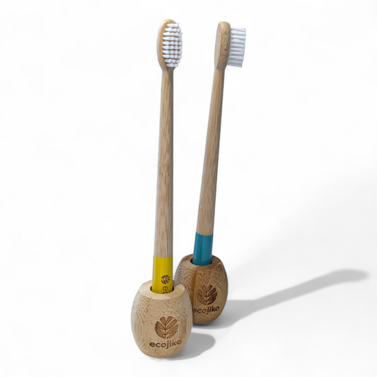 Bamboo Toothbrush Stand | Adult Sustainable Toothbrush Holder-1