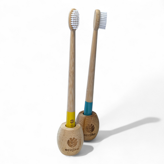 Bamboo Toothbrush Stand | Adult Sustainable Toothbrush Holder-1